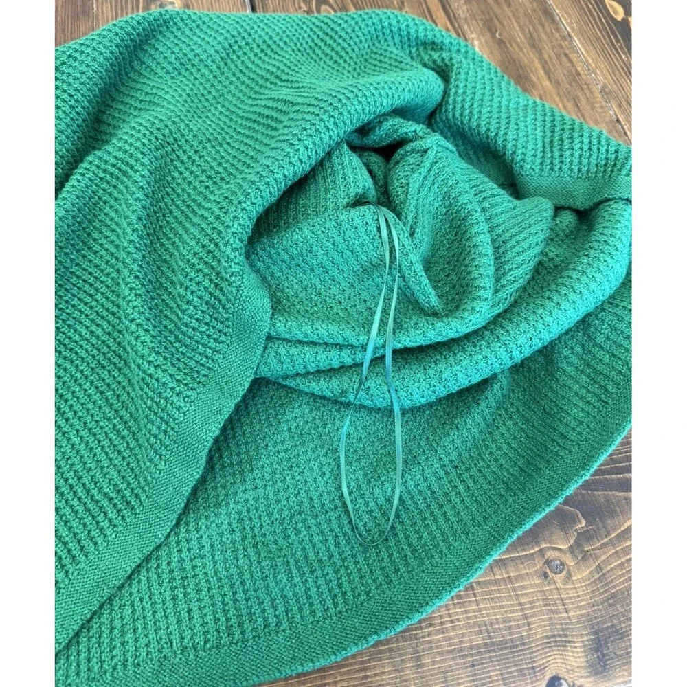 J. JILL Women's PLUS 2X Green Waffle Knit Mock Neck Sweater Relaxed Fit